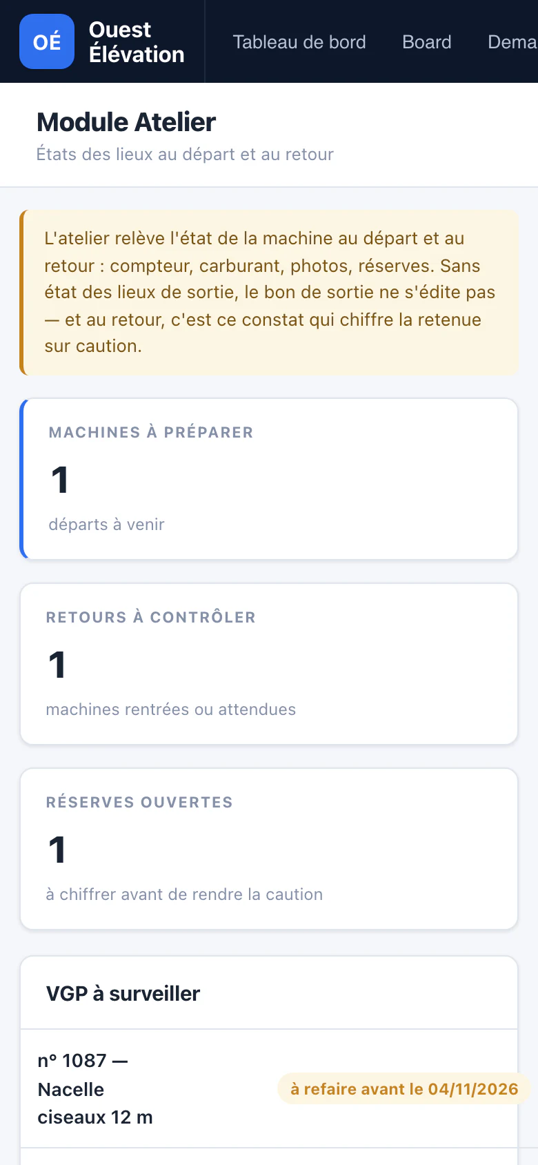 Le même module Atelier sur un téléphone.